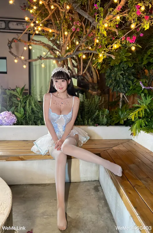 （微密圈）蓝色透明小纱裙 - 朱可儿